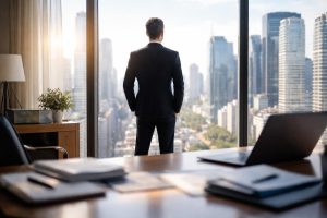personne-dos-bureau-elegant-vue-ville